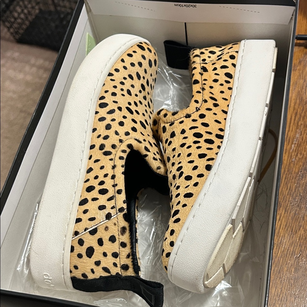 Dolce Vita Tan and Black Slip-On Sneakers hair on hide